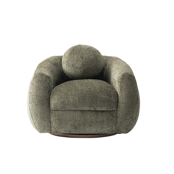 English Elm Lounge Swivel Accent Chair Olive Chenille Upholstered with Birch Frame for Living Rooms B365P398017