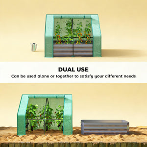 English Elm 2-in-1 Galvanized Steel Raised Garden Bed with Pe Greenhouse Cover for Year Round Growing Dark Gray,Green T3971P455741