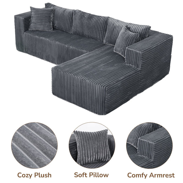 English Elm 105" L-Shaped Modular Sofa With Left Chaise - Plush Foam, Space-Saving, Kid & Pet Friendly Design W1710S00425