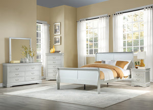 English Elm Platinum Sleigh Bed - Elegant Curved Headboard, Sturdy Multi-Slat Support, Timeless Design For Any Décor B062S00510-GIGA