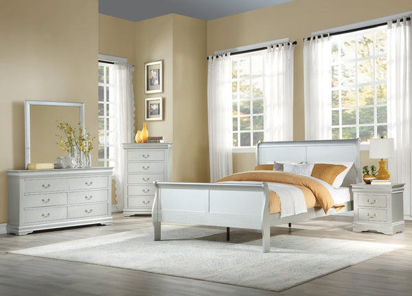 English Elm Platinum Sleigh Bed - Elegant Curved Headboard, Sturdy Multi-Slat Support, Timeless Design For Any Décor B062S00510-GIGA