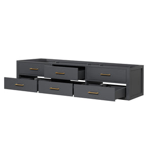 English Elm Black Double Bath Vanity - 80" Midcentury Modern Design With Ample Storage & Soft-Close Hardware B2731P258094