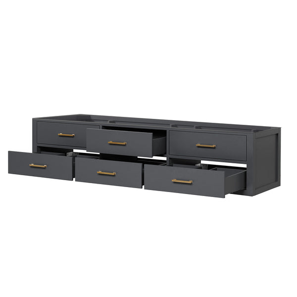 English Elm Black Double Bath Vanity - 80" Midcentury Modern Design With Ample Storage & Soft-Close Hardware B2731P258094