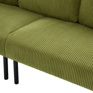 English Elm United We Win Corduroy Loveseat Plush Ergonomic Sofa with Spring Support Metal Legs Olive Green W1568P410049