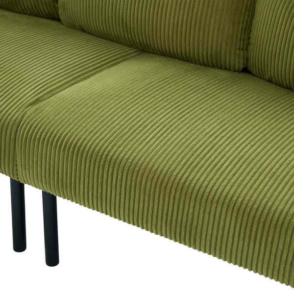 English Elm United We Win Corduroy Loveseat Plush Ergonomic Sofa with Spring Support Metal Legs Olive Green W1568P410049