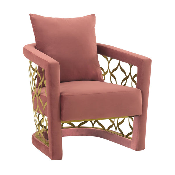English Elm Corelli Blush Fabric Accent Chair with Intricate Inlay, Brushed Gold Legs, Durable Upholstery, No Assembly B2736P354384