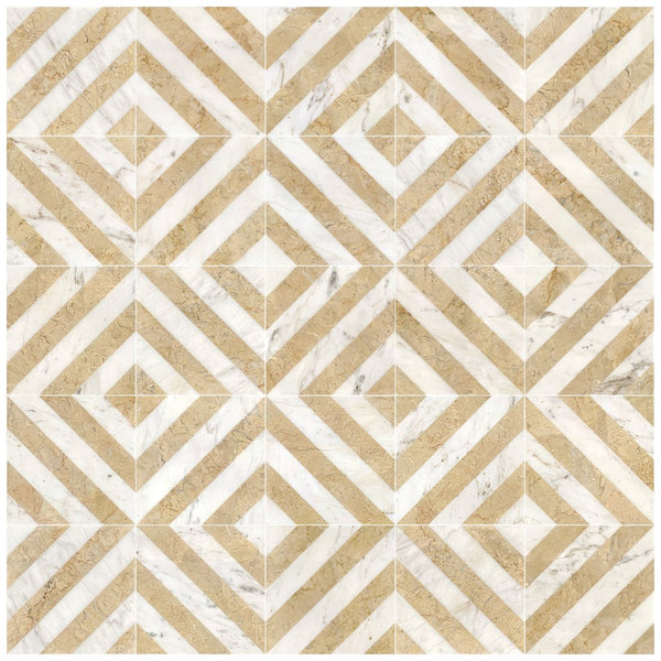 English Elm 12*12 Waterjet Marble Tiles - Luxurious White & Gold Natural Stone For Elegant Floors & Walls W1696P262344