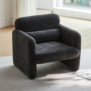 English Elm Best-selling Boucle Cloud Chair Curved Plush Upholstered Armchair with Lumbar Pillow Included Antique Dark Grey W1765P334057