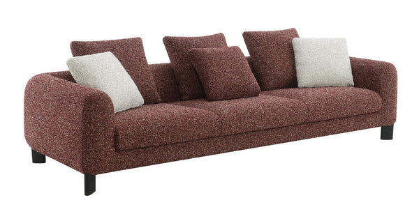 English Elm Mardi Maroon Tweed Sofa with 3 Accent Pillows — Burgundy Upholstery, Pine Frame, 660lb Capacity B2726P309301