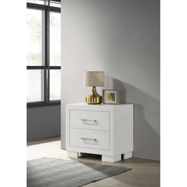 English Elm Copper Elegant White Rectangular Nightstand with 2 Soft-Close Drawers and Sleek Bar Handles, 23" H B062P333433
