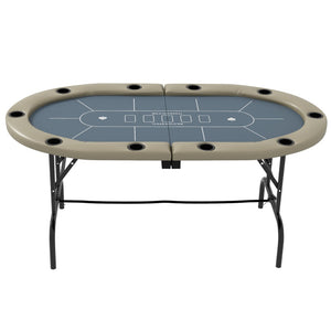 English Elm Soozier Foldable Poker Table For 10 Players - 70" Oval Casino Game Table With Cup Holders & Comfort W2225P217199-GIGA