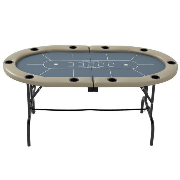 English Elm Soozier Foldable Poker Table For 10 Players - 70" Oval Casino Game Table With Cup Holders & Comfort W2225P217199-GIGA