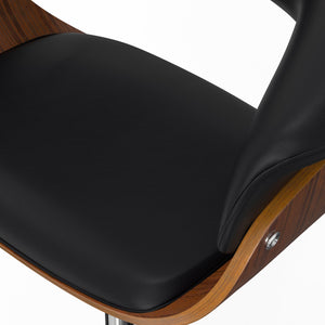 English Elm Sheldon Adjustable Swivel Bar Stool in Black Vegan Leather – Mid-Century Gas Lift, Chrome Base, 35.75-44"H B136P159601