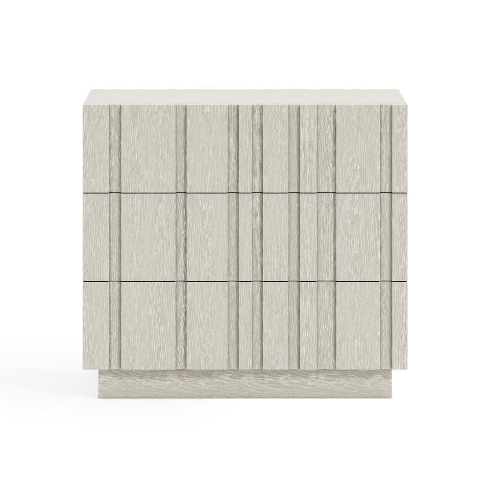 Bernhardt Bernhardt Tempo 3-Drawer Nightstand In Larza Wire‑Brushed Oak — Rustic‑Modern, Usb Charging, Plinth Base 346234