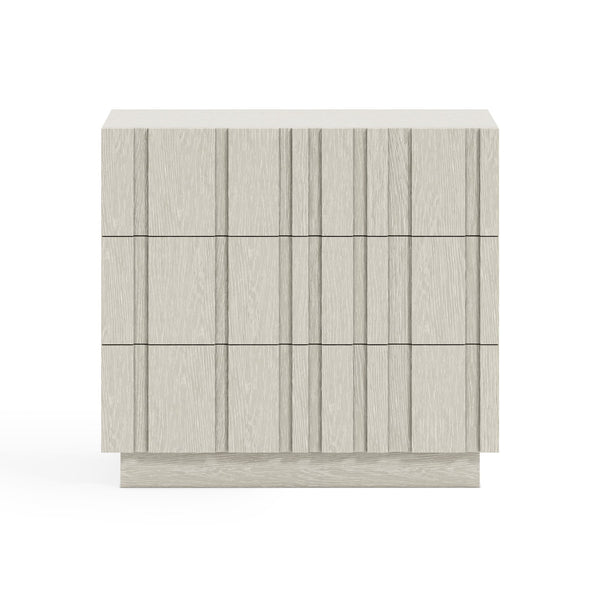 Bernhardt Bernhardt Tempo 3-Drawer Nightstand In Larza Wire‑Brushed Oak — Rustic‑Modern, Usb Charging, Plinth Base 346234