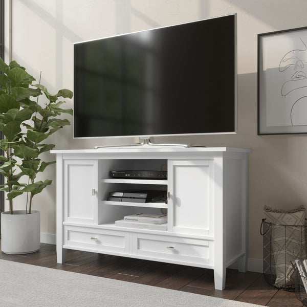 English Elm Warm Shaker Tv Media Stand - Handcrafted White Storage Solution With Classic Style & Cable Management B136P159674-GIGA
