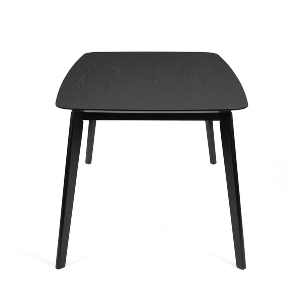 English Elm Christopher Knight Home® - DINING Mid-Century Solid Wood & Faux Wood Top Table with Rubberwood Legs, Sleek Rounded Edge Design Black 58907.00BLK