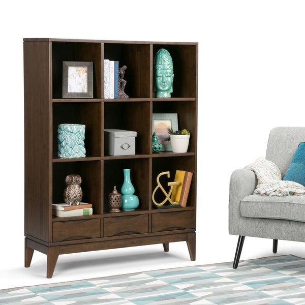 English Elm Harper Cube Storage Unit With Drawers - Mid-Century Modern Walnut Brown For Stylish Organization B136P158166