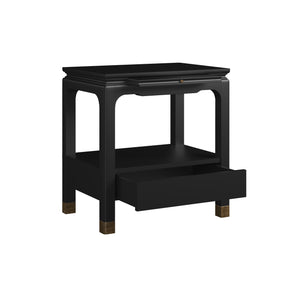 A.R.T. Furniture Eave Bedside Table - Elegant Traditional Nightstand With Asian Influence In Rich Ink Finish Black Material(S), Poplar And Parawood Solids 336140-1818