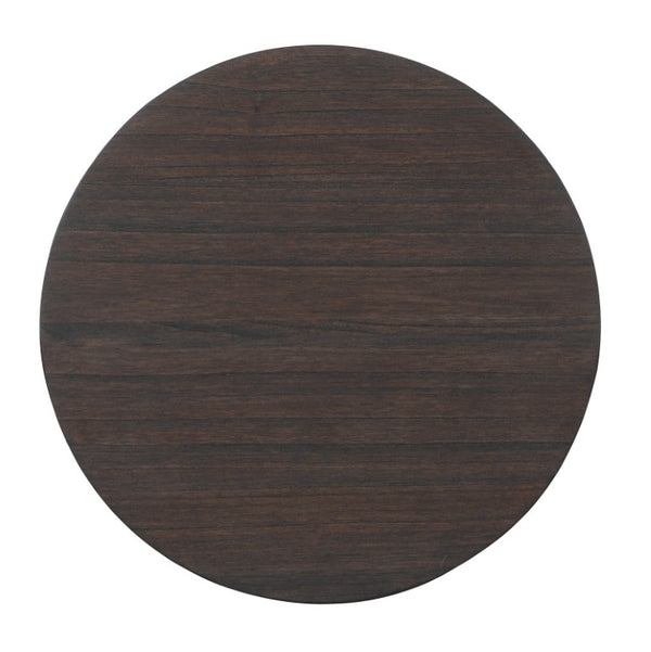 Hooker Furniture Commerce Rustic Industrial Round Side Table In Solid Mindi Wood, Keyhole-Motif Base, Compact 20.5" H 7228-50003-99