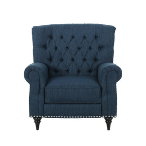 English Elm Christopher Knight Home® - Classic Classic Style Fabric Push Back Chair with Rivet Detail, Rolled Arms & Plush Cushions for Comfort and Stability Navy Blue 71909.00NBLU