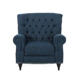 Christopher Knight Home® Noble House Classic Style Navy Blue Fabric Push Back Chair