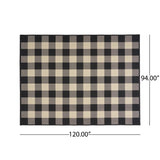 Christopher Knight Home® - Noble House - Crossroads Outdoor 7'10" X 10' Check Area Rug, Black and Ivory