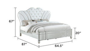 English Elm Landmark 5-Piece Queen Bedroom Set With Upholstered Button-Tufted Bed In Elegant Silver Finish B009S01363