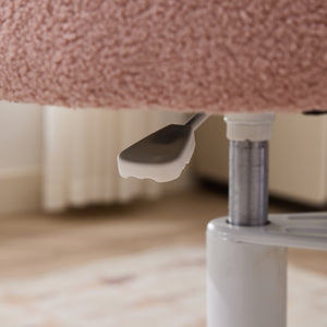 English Elm Meditation Cross-Legged Chair with Wheels, Pink Teddy, Adjustable Footstool, Lumbar Memory Foam Comfort W1143P360516