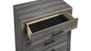 English Elm Denver Modern Twin 5-Piece Bedroom Set in Gray — Contemporary Wood Bed, Nightstand, Dresser, Chest & Mirror (Coordinated) B009S02018