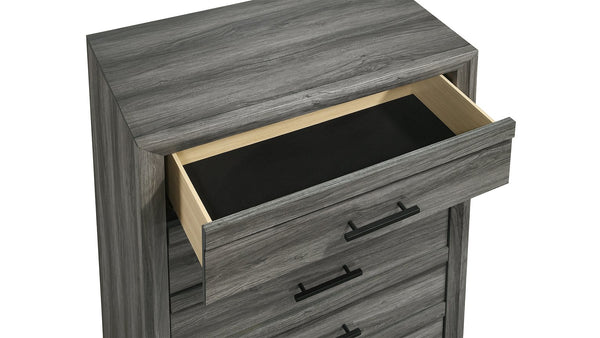 English Elm Denver Modern Twin 5-Piece Bedroom Set in Gray — Contemporary Wood Bed, Nightstand, Dresser, Chest & Mirror (Coordinated) B009S02018