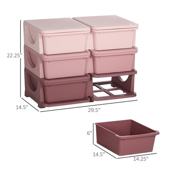 English Elm Qaba 3 Tier Kids Storage Unit – Colorful 6 Drawer Toy Organizer For Playrooms & Bedrooms, Pink W2225P217321-GIGA
