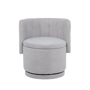 English Elm 360 Swivel Bouclé Sofa Chair with Hidden Storage Compartment, Ergonomic Plush Cushioning for Cozy Living Spaces Gray 28.75 L x 28 W x 20.5 H W1716P196474