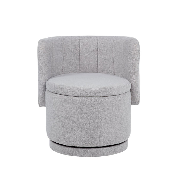 English Elm 360 Swivel Bouclé Sofa Chair with Hidden Storage Compartment, Ergonomic Plush Cushioning for Cozy Living Spaces Gray 28.75 L x 28 W x 20.5 H W1716P196474