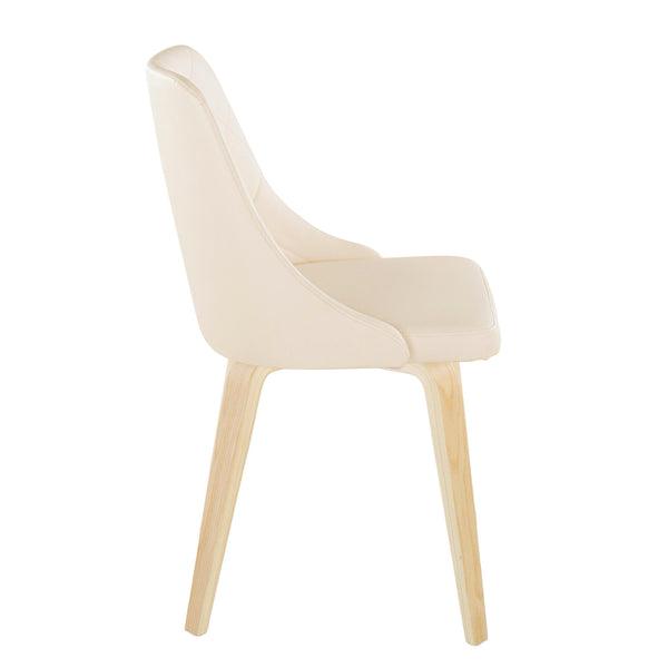 English Elm Giovanni Mid-Century Modern Accent Chairs Set Of 2 – Cream Faux Leather & Durable Bent Wood Legs B202S01248