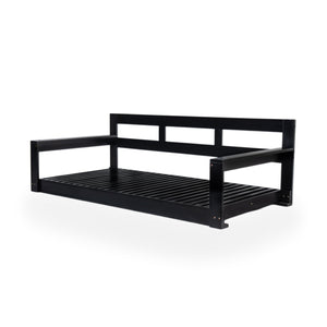 English Elm TOPMAX Acacia Wood Twin Porch Swing Bed Frame with High Back, 350lb Capacity & 118" Hemp Ropes Black N717P265795B