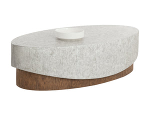 Sunpan Leda Coffee Table - Handcrafted Concrete Design With Marble Texture And Realistic Wood Base Finish Grey Concrete 111944