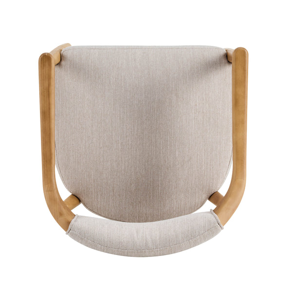 English Elm Wood Frame Upholstered Arm Dining Chairs Rubberwood Legs Beige Set of 2 N768P389408N