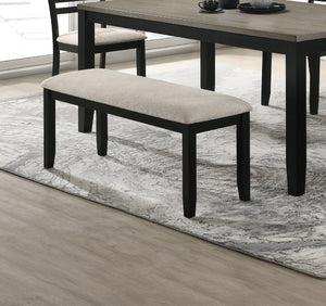 English Elm 1pc Modern Bench 47.2" Fabric Upholstered Dining Seat Gray Black Wood Legs for Kitchen PMID B011P264143