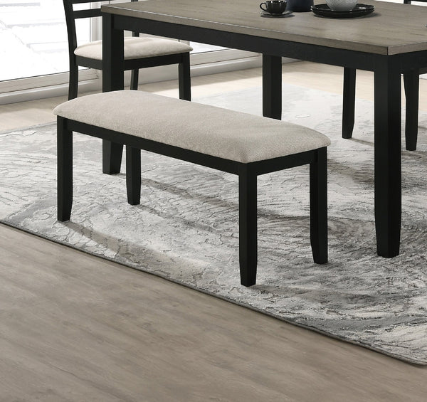 English Elm 1pc Modern Bench 47.2" Fabric Upholstered Dining Seat Gray Black Wood Legs for Kitchen PMID B011P264143