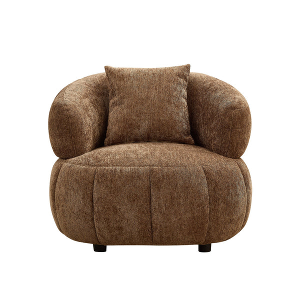 English Elm Modern Sculptural Pumpkin Lounge Chair Textured Polyester Upholstery for Living Room Brown W2582P457334