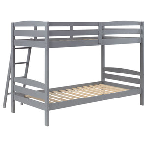English Elm Kerr Grey Twin Over Twin Bunk Bed with Slatted Headboards, Space-Saving Sturdy Wood Design for Rooms B062P358471