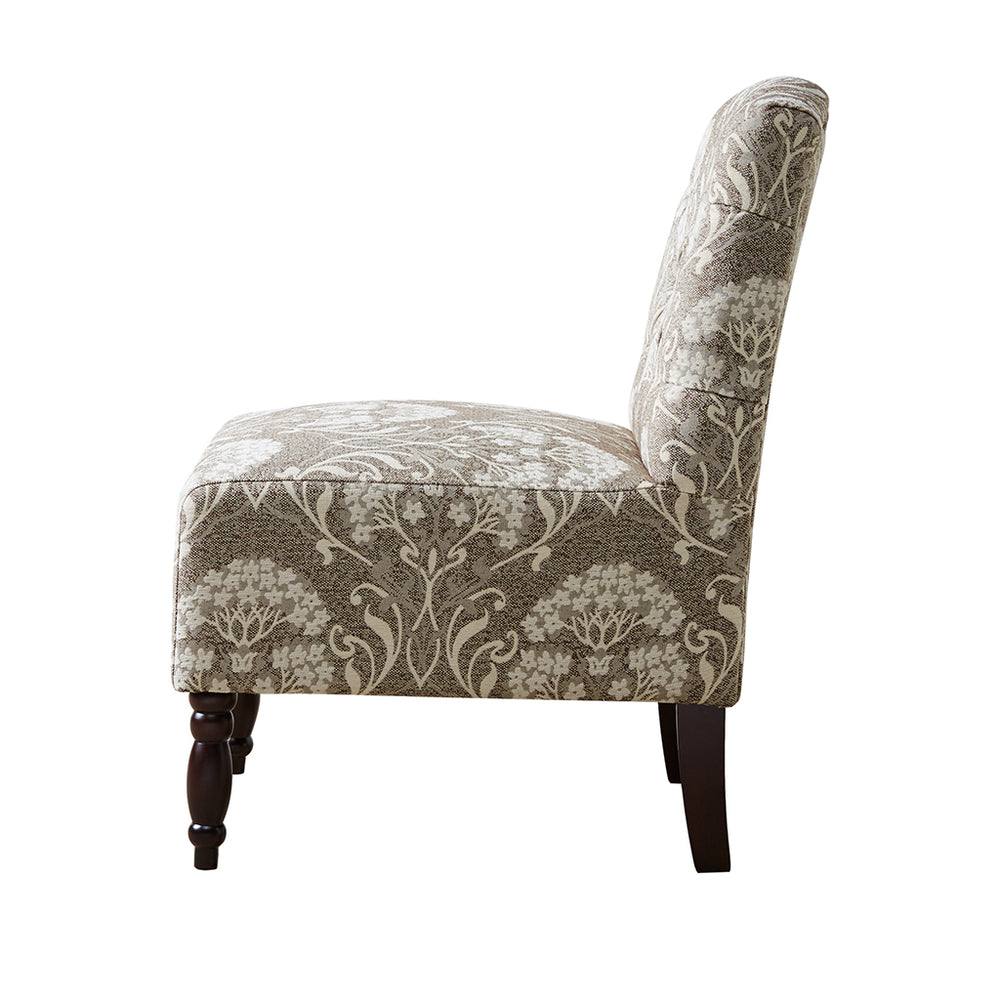 JLA Home Madison Park - Tufted Armless Chair — Button-Tufted Accent Seat with Turned Legs, Compact Vintage Elegance for Rooms FPF18-0495