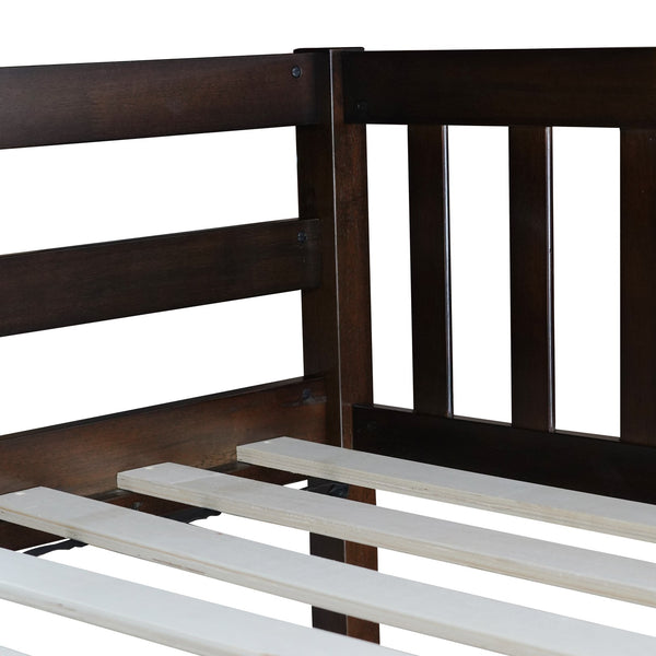 English Elm Full Full Over Full Rubber Wood Bunk Bed With 2 Storage Drawers, Convertible Into 2 Separate Beds, Espresso W504S00196