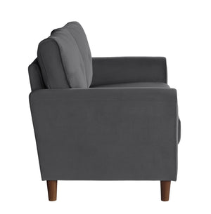 English Elm Gray Velvet Upholstery Loveseat with Tufted Plush Seatbacks, Flared Arms & Solid Wood Frame, Modern Comfort B011P204913