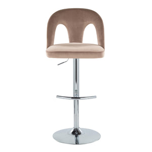 English Elm Adjustable Velvet Swivel Barstools with Chrome Base for Kitchen Islands Set of 2 B202S01960