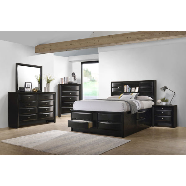 English Elm Isabel Modern Black 5-Piece Bedroom Set with Platform Storage, Beveled Drawer Fronts & Silver Hardware B062S00971