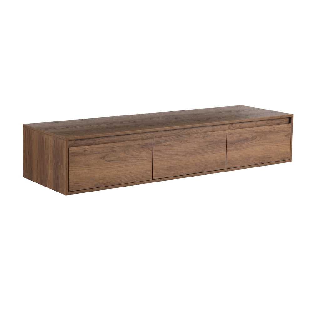 English Elm 60" Brown Ebony Wall Vanity Cabinet with 3 Soft-Close Drawers, Scratch & Water-Resistant Plywood Finish W999P205628