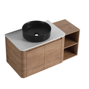 English Elm 42'' Wall-Mounted Bathroom Vanity With Ceramic Sink, Soft-Close Doors & Ample Storage For Modern Homes W999S00413