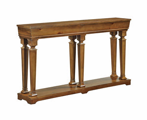 English Elm Garrison Oak Finish Console Table with Lower Display Shelf, Sturdy Synthetic Wood, Sleek Rectangular Design B2726P262784